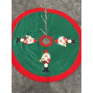 Vintage Handmade Nutcracker Christmas Tree Skirt 43" Diameter Plush Raised